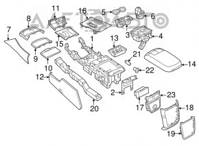 Консоль центральна підлокітник та підсклянники Dodge Charger 15-20 рест