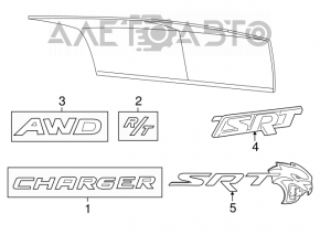 Эмблема надпись AWD крышки багажника Dodge Charger 11-