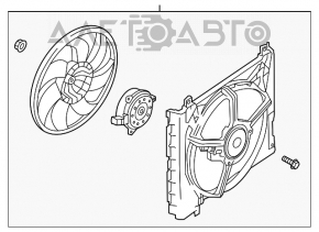 Дифузор кожух радіатора у зборі Nissan Versa 12-19 usa 1.6 CVT