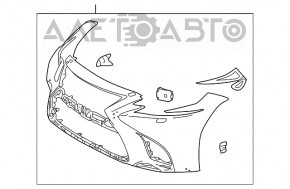 Бампер передний голый Lexus LS500 18-20 белый нет фрагмента слева, надломы креплений, надрывы, примят, царапины, деланный