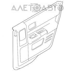 Обшивка двери карточка задняя правая Ford Flex 13-19 рест, черн с беж вставкой резина, подлокотник резина, вставка под дерево глянец, царапины