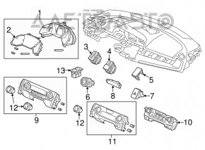 Щиток приладів Honda Civic X FC 16-17 тріщина, немає фрагмента скла