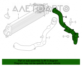 Патрубок на интеркулер правый Ford Fusion mk5 13-14 1.6T без резины