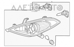 Фара передняя правая Toyota Solara 04-06 голая галоген, сломано 2 крепления, под полировку