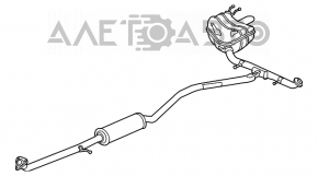 Задня частина з бочкою прав Honda Civic X FC0 16-17 1.5T прим’ятий резонатор, зам’ята