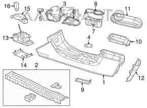 Консоль центральна підлокітник та підсклянники Chrysler 200 4d 11-14