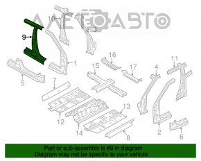 Стойка кузова центральная правая Hyundai Veloster 12-17 без люка