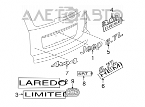 Емблема LAREDO двері багажника Jeep Grand Cherokee WK2 11-21