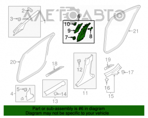 Накладка центральної стійки верхня ремінь права Kia Forte 4d 14-18