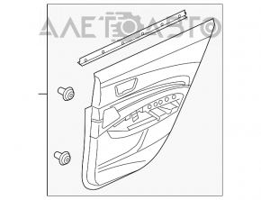 Обшивка дверей картка ззаду права Acura TLX 15-17 дорест шкіра беж, подряпини, дефект накладки