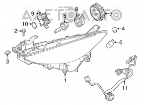 Фара передняя правая Mazda 3 14-16 BM дорест ксенон без AFS новый неоригинал