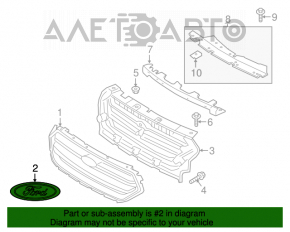 Эмблема решетки радиатора Ford Escape MK3 17-19 рест, сломана направляйка
