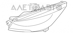 Фара передняя правая голая Ford Escape MK3 17-19 рест, галоген+led, темная, не ориг TYC, полез лак