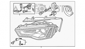 Фара передня права гола Audi A4 B8 13-16 рест ксенон