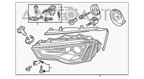 Фара передня права в зборі Audi A4 B8 13-16 рест ксенон led зламане кріплення