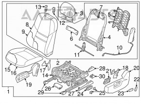 Водительское сидение Mazda CX-9 16- с airbag, электро, подогрев, кожа, бежевое