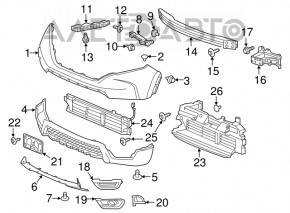 Накладка губы переднего бампера Honda CRV 17-19 прижата