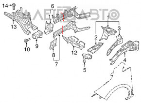 Клык усилителя переднего бампера правый Nissan Leaf 13-17