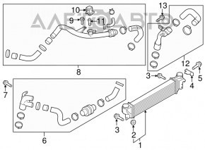 Патрубок на интеркулер правый Ford Edge 15-18 2.7T резиновый
