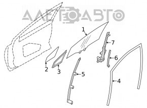 Скло дверей трикутник з ущільнювачем переднє права Subaru Forester 19- SK