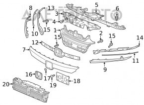 Ресничка решетки радиатора grill левая Honda Accord 18-22 светлый хром