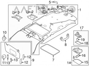 Обшивка потолка Subaru Outback 15-19 серый без люка