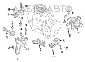 Подушка двигателя правая верхняя Honda CRV 17-22 1.5Т, 2.4