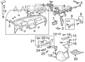 Накладка коліна водія Lexus RX300 RX330 RX350 RX400h 04-09 сіра, надриви