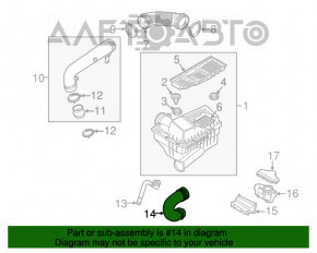Воздуховод воздухоприемник-фильтр VW Passat b8 16-19 USA 1.8T, 2.0T