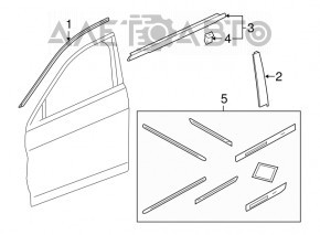 Молдинг дверь-стекло центральный передний правый Honda Accord 13-17