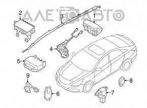 Подушка безпеки airbag бічна шторка ліва Kia Optima 11-15 іржавий пиропатрон