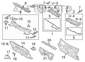 Уплотнитель решетки дворников правый Mazda 3 14-18 BM