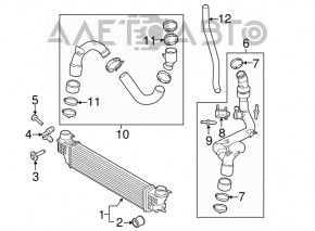 Патрубок на интеркулер правый Ford Edge 15-18 2.0T только резина