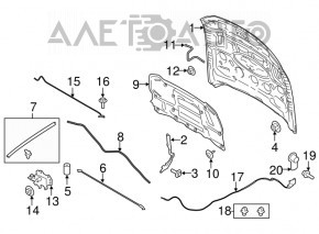 Ущільнювач капота правий Ford Mustang mk6 15-17