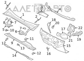 Ущільнювач решітки двірників прав Ford Escape MK4 20-