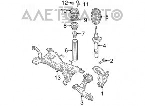 Амортизатор передний лев Mazda3 2.3 03-08