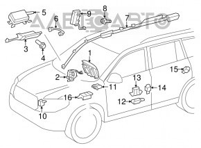 Накладка подушки безопасности airbag в руль водительская Toyota Highlander 08-13 черная