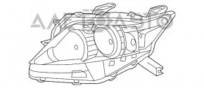 Фара передняя правая голая Lexus RX350 RX450h 10-12 дорест галоген, нет фрагмента, на з/ч