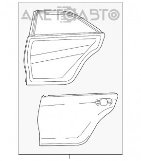 Дверь голая задняя правая Toyota Camry v55 15-17 usa серебро 1J9, вмятинки