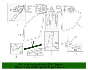 Накладка порога внутрішня передня права Toyota Camry v50 12-14 usa сіра, потерта