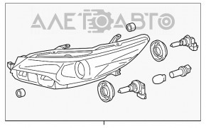 Фара передня права Toyota Camry v55 15-17 гола usa LEXLE галоген, пісок, трешина на склі
