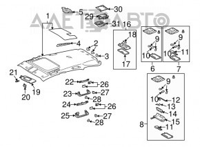 Обшивка стелі Lexus RX300 RX330 RX350 RX400h 04-09 беж, під люк, під монітор, під чистку, зам'ят