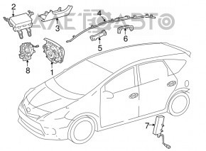 Подушка безпеки airbag бічна шторка ліва Toyota Prius V 12-17 стрільнула