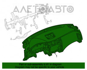Торпедо передняя панель с AIRBAG Nissan Altima 13-18 черн, ржавая подушка