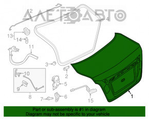Крышка багажника Nissan Altima 13-15 дорест графит KAD, тычки