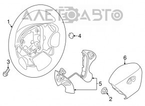 Подушка безопасности airbag в руль водительская Infiniti JX35 QX60 13- черн, прижата, ржавый пиропатрон
