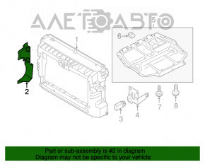 Розбитий дефлектор радіатора лівий VW Passat b8 16-19 USA 1.8