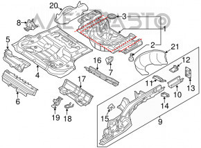 Защита днища багажника VW Passat b8 16-19 USA трещины, нет фрагмента