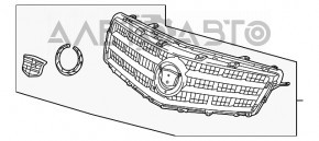 Решетка радиатора grill Cadillac ATS 13-14 мат с молдингом и эмблемой, надлом, слом креп