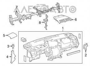 Торпедо передняя панель без AIRBAG Toyota Camry v55 15-17 usa белая строч слом креп вмят, царап, подпалено